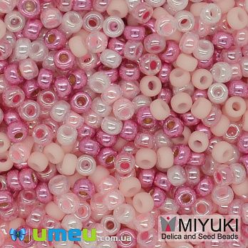 Бисер японский Miyuki круглый RR 11/0 №MIX83, Микс розовый, 5 г (BIS-045559)