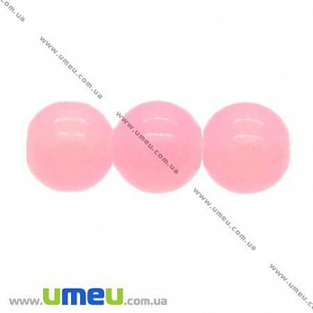 Бусина стеклянная полупрозрачная, 8 мм, Круглая, Светло-розовая, 1 шт (BUS-008324)