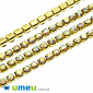 Стразовая цепь SS14(3,2 мм), Золото, Стразы стеклянные белые АВ, 1 м (ZEP-047567)