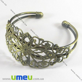 [Архів] Основа для браслета Філігранна, Антична бронза, 62 мм (OSN-003146)