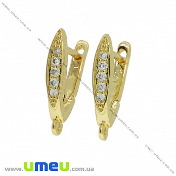 [Архів] Швензи з англійським замком зі стразами куб. цирконій, Золото, 19х12 мм (OSN-036489)