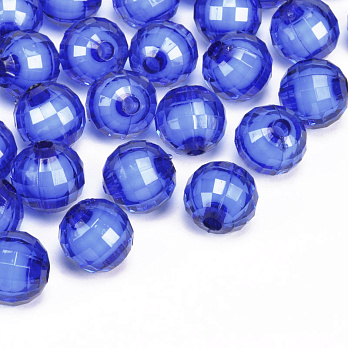 Намистини акрилові, Круглі грановані, 10 мм, Сині (BUS-059629)