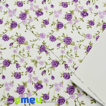 Фоамиран с рисунком Цветы фиолетовые, 20х30 см, Белый, 1 шт (FOM-023805)