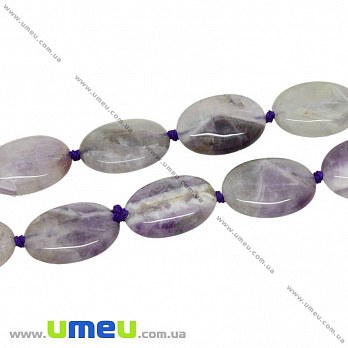 [Архів] Намистина натуральний камінь Аметист світлий, 18х13х6 мм, Овальний плоска (BUS-028695)