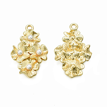 Підвіска метал. Квіти з перлинами, 30х18,5 мм, Золото (POD-053552)