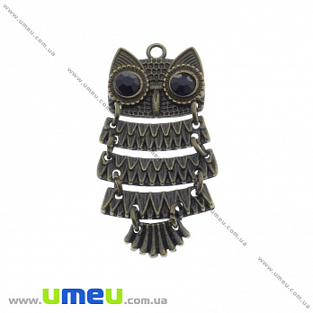[Архів] Підвіска металева Сова, Антична бронза, 50х26 мм (POD-036202)