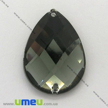 Пришивной кристалл пласт. Капля граненая, 21х15 мм, Серый, 1 шт (KAB-005238)