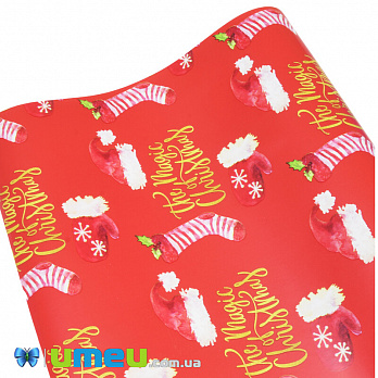 Пакувальний папір Новорічний, Червоний, 76х100 см (UPK-043012)