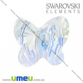 Бусина Swarovski 5457 Crystal AB, 6x6 мм, Бабочка, 1 шт (BUS-005374)