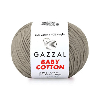 Пряжа Gazzal Baby Cotton №3464, 50 г, 165 м, Бежева (YAR-060774)