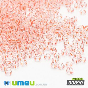 Бісер чеський №890/00890, Прозорий у рожеву смужку, 10/0 (BIS-043989)