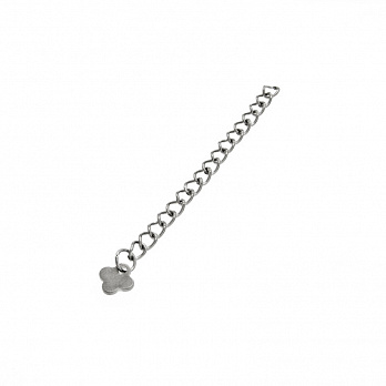 Ланцюг-подовжувач з нерж. сталі з кінцевиком, 5,5-6 см, Темне срібло, 4х3 мм (ZEP-051966)