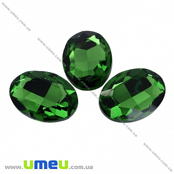Ріволі скляний УЦЕНКА, Овал гранований, 25х18 мм, Зелений (KAB-025836)