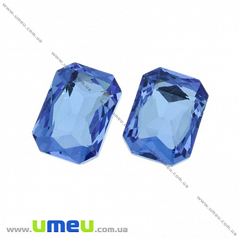 Ріволі скляний, Прямокутний гранований, 18х13 мм, Синій (KAB-031384)