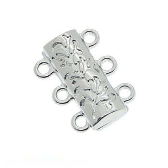 Замок магнітний на 3 нитки, 19х14 мм, Світле срібло (ZAM-060595)