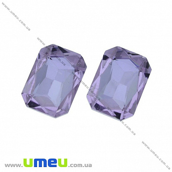 Ріволі скляний, Прямокутний гранований, 18х13 мм, Бузковий (KAB-031383)