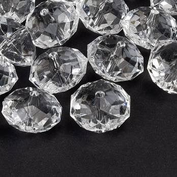 Намистини акрилові, Ронделі, 14х10 мм, Прозорі (BUS-059967)