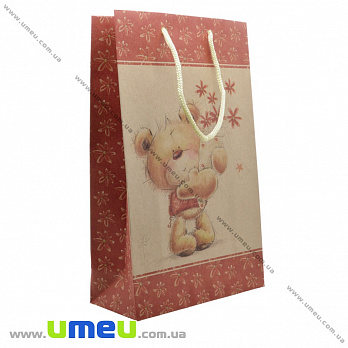 Подарочный пакет из крафт бумаги, 26х17х7 см, Мишка, 1 шт (UPK-019037)