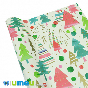 Пакувальний папір Новорічний, Бежевий, 70х100 см (UPK-043258)