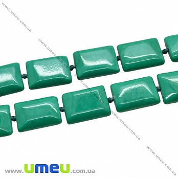 Намистина натуральний камінь Нефрит (прес.) Бірюзовий, 18х13 мм, прямокутна (BUS-018457)