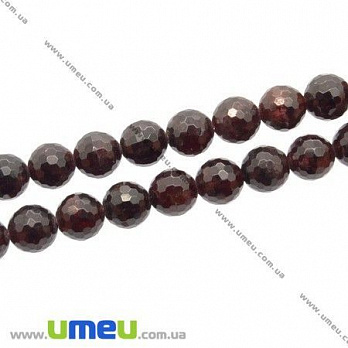 [Архів] Намистина натуральний камінь Гранат, 10 мм, Кругла гранована (BUS-008258)