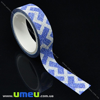 Декоративний скотч гліттерний, 15 мм, Синій (DIF-017918)