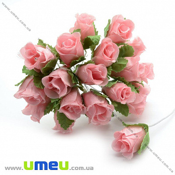 Роза тканевая, 15 мм, Розовая светлая, 1 шт (DIF-015095)