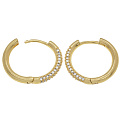 Серьги-кольца Huggie, Латунь с покрытием 18 kt, Стразы куб. цирконий, 20,5х20х2,5 мм (OSN-053093)