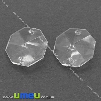 [Архів] Намистина-коннектор акрилова, Восьмикутник, 20х20 мм, Прозора (KAB-008610)