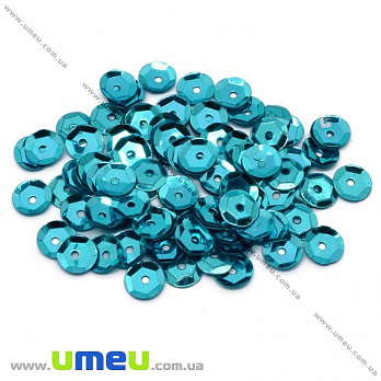 Пайетки Китай круглые граненые, 6,5 мм, Голубые, 5 г (PAI-013126)
