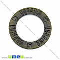 Коннектор металлический Кольцо Україна, 23 мм, Античная бронза, 1 шт (KON-010205)