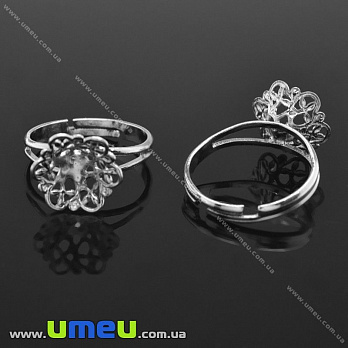 [Архів] Кільце з філігранною основою 13 мм, Темне срібло (OSN-013581)