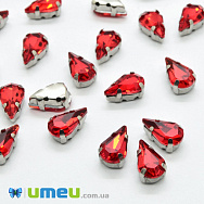 Шатон капля 13х8 мм, Темное серебро, Красный (KAB-040685)