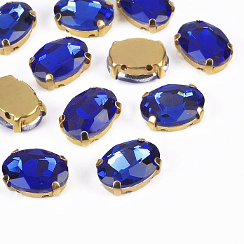 Шатон овальний 14х10 мм, Золото, Синій (KAB-052980)
