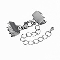 Замок-карабин из нерж. ст. с зажимами 10,5х9 мм, Темное серебро (STL-055759)