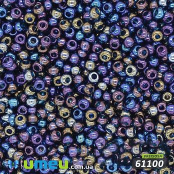 Бісер чеський №768 / 61100, Синій темний, Прозорий райдужний, 10/0 (BIS-036593)