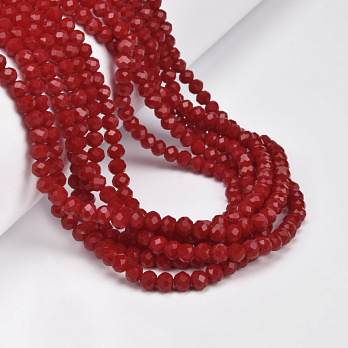 Намистини ронделі, 4х3,5 мм, Червоні темні (BUS-061258)