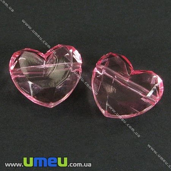 [Архів] Намистина акрилова Серце, 16х18 мм, Рожева (BUS-000824)