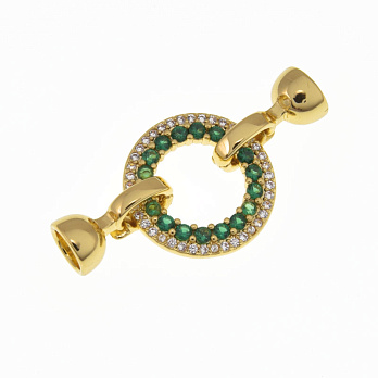 Застібка, 36х18 мм, Латунь з покриттям 18 kt, Куб. цирконій (ZAM-060833)