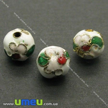 [Архів] Намистина мет. кругла Клуазоне, 9 мм, Біла (BUS-007020)