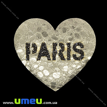 Термоаплікація зі стразами Серце, 11х10 см, Золотиста (APL-035224)