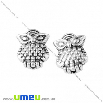 Намистина мет. Сова, 10х8х4 мм, Античне срібло (BUS-007795)