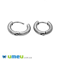 Серьги-кольца Huggie из нержавеющей стали, 13х12х2,5 мм, Темное серебро (STL-047286)