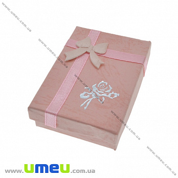 Подарочная коробочка Прямоугольная с розочкой, 7х5х2 см, Розовая, 1 шт (UPK-035777)