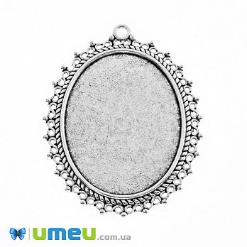 Основа овальна, 55х43 мм, 40х30 мм, Античне срібло (OSN-049468)