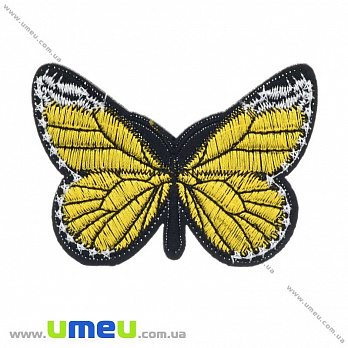 Термоаппликация Бабочка, 8х5,5 см, Желтая, 1 шт (APL-022185)