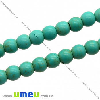 [Архів] Намистина натуральний камінь Бірюза (син.), 6 мм, Кругла (BUS-009983)