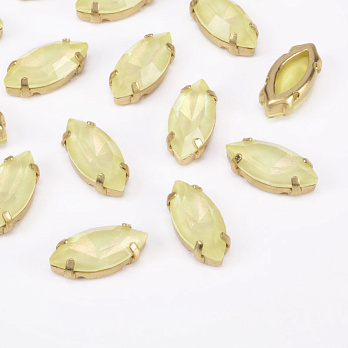 Шатон човник 15х7 мм, Золото, Жовтий (KAB-052945)
