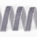 Лента бархатная с люрексом, 10 мм, Серая с серебром (LEN-061116)