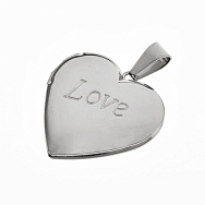 Медальон Сердце Love из нержавеющей стали, 29х29х7 мм, Темное серебро  (STL-061285)